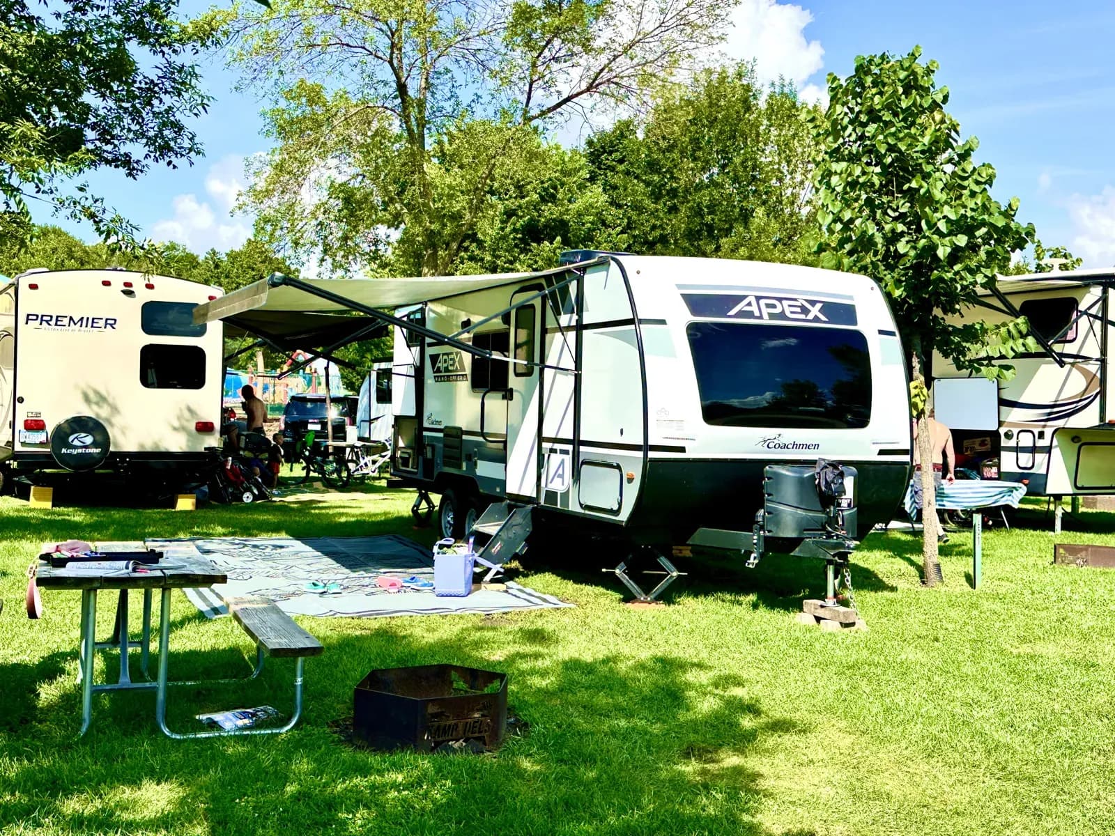 Adventure Camper trailer set up at Kamp Dels campsite
