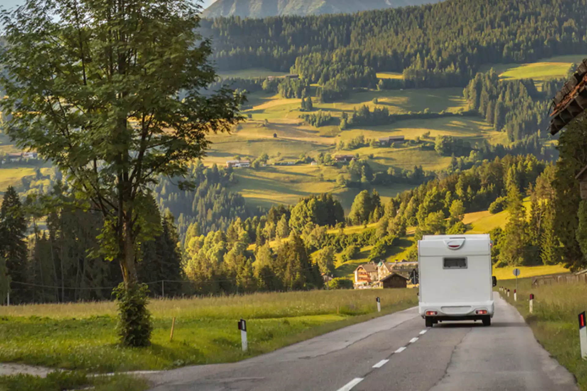 Adventure Camper travel trailer at sunset